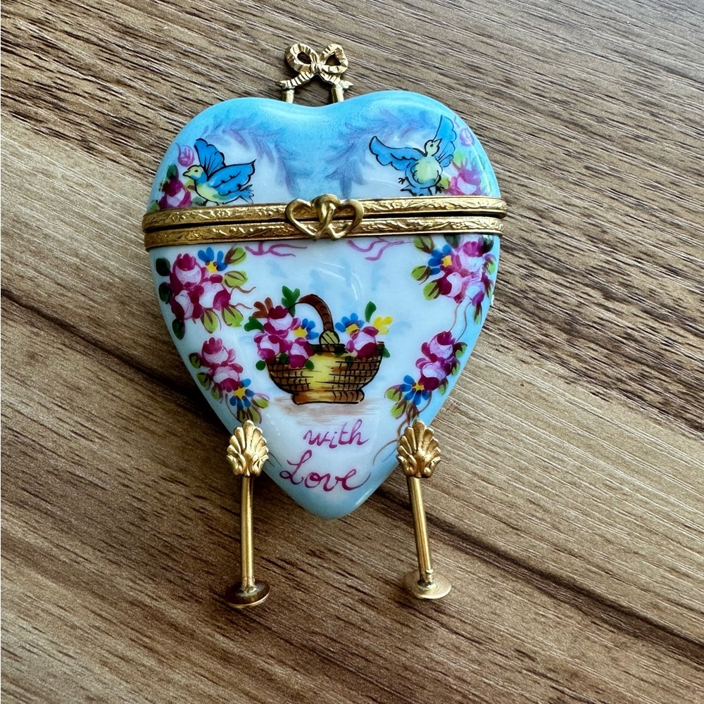 Limoges Blue Heart Box